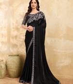 Chiffon Sequin Embroidery Work Saree with Unstitched Blouse Piece