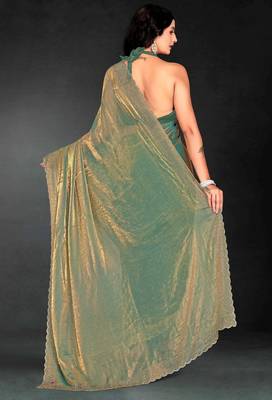 Ice blue color fendy silk blend two tone zarkan & cutdana work border fendy silk blend two tone saree with blouse 3