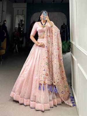 Baby Pink Embroidered Lehenga Set 1
