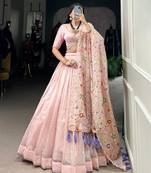 Baby Pink Embroidered Lehenga Set