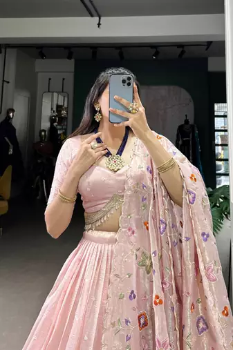 Baby Pink Embroidered Lehenga Set