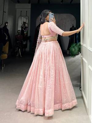 Baby Pink Embroidered Lehenga Set 3