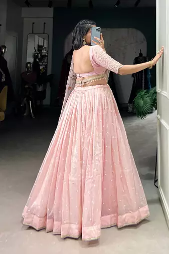 Baby Pink Embroidered Lehenga Set