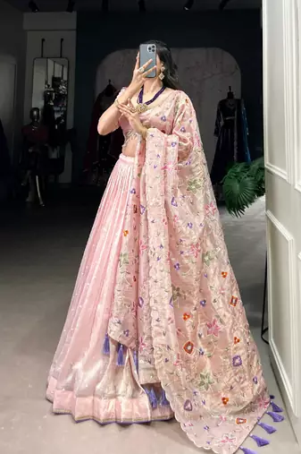 Baby Pink Embroidered Lehenga Set