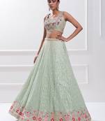 Light green Mirror Embroidered Lehenga Set