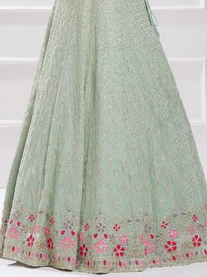 Light green Mirror Embroidered Lehenga Set 2