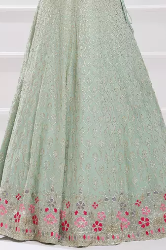 Light green Mirror Embroidered Lehenga Set