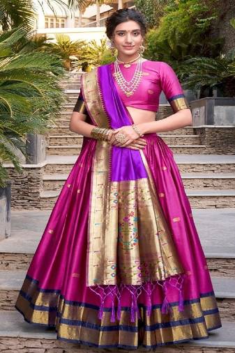 Jacquard Silk Zari Weaving Lehenga Set