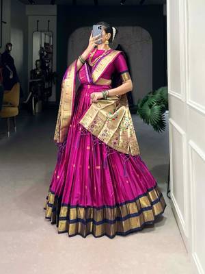 purple Jacquard Silk Lehenga Set 3