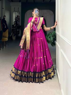 purple Jacquard Silk Lehenga Set 4