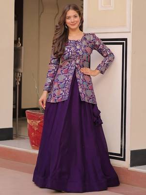 Purple Silk Lehenga With Jacket 1