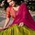 Olive Green & Pink Art-Silk Contrast Lehenga Set