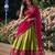 Olive Green & Pink Art-Silk Contrast Lehenga Set