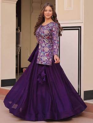 Purple Silk Lehenga With Jacket 3