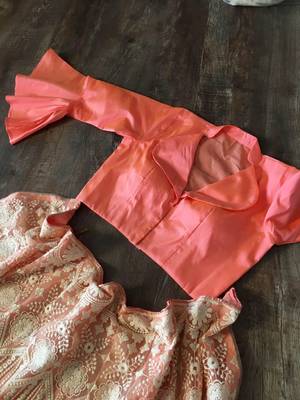 Lavishing Peach Net Lakhnavi Work Party Wear Crop Top Lehenga 2