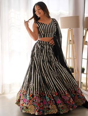 Black Sequins Embroidered Lehenga Choli 2