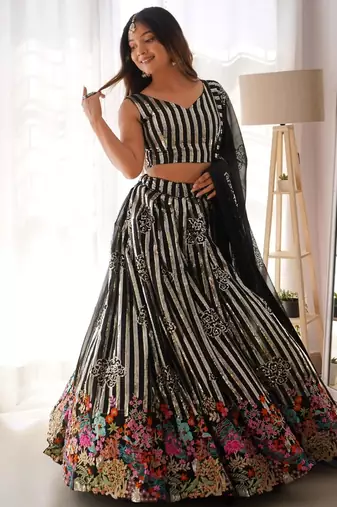 Black Sequins Embroidered Lehenga Choli