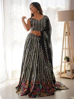 Black Sequins Embroidered Lehenga Choli 3