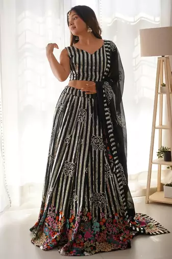 Black Sequins Embroidered Lehenga Choli