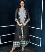 Black embroidered georgette jacket style kurta