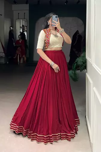 Navratri maroon embroidered lehenga choli 