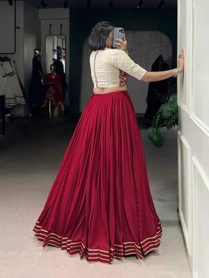 Navratri maroon embroidered lehenga choli  3