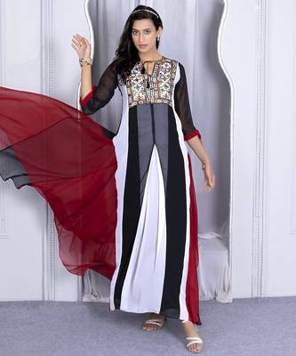 Multicolor embroidered georgette asymmetrical kurta 1