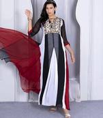 Multicolor embroidered georgette asymmetrical kurta