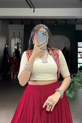 Navratri maroon embroidered lehenga choli 