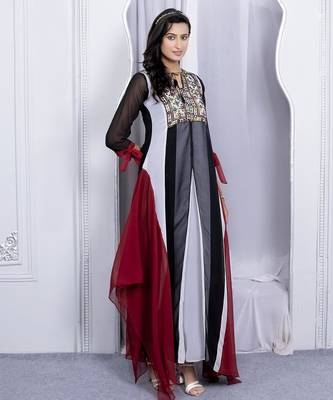 Multicolor embroidered georgette asymmetrical kurta 2