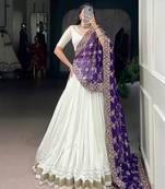 Off- White Lehenga choli with embroidered dupatta