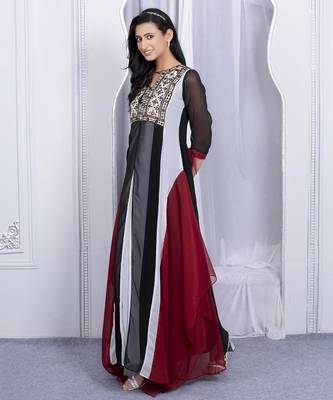 Multicolor embroidered georgette asymmetrical kurta 3
