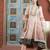 Peach embroidered silk asymmetrical kurta