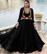 navratri Black embroidered lehenga Set