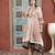 Peach embroidered silk asymmetrical kurta