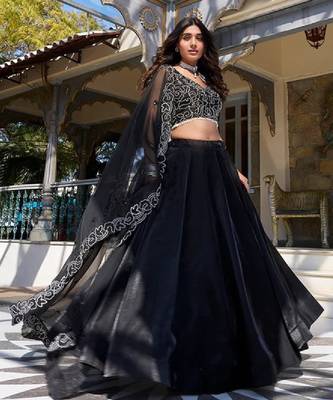 Black Lehenga Choli With Pearl work 1