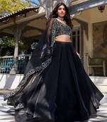 Black Lehenga Choli With Pearl work
