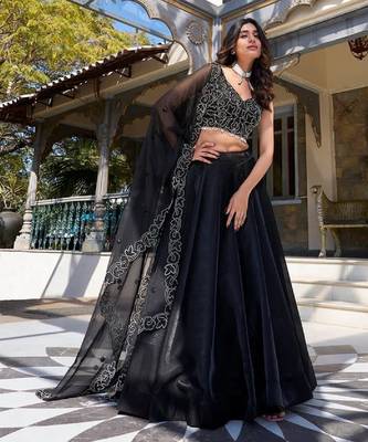 Black Lehenga Choli With Pearl work 2