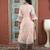 Peach embroidered silk asymmetrical kurta