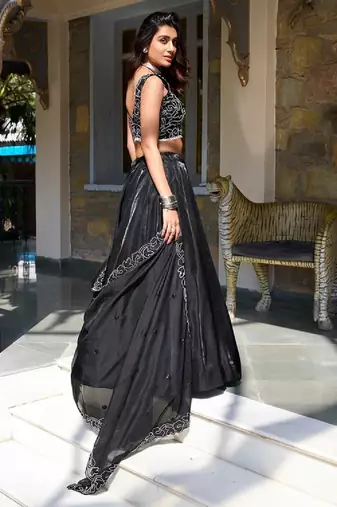 Black Lehenga Choli With Pearl work