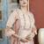 Peach embroidered silk asymmetrical kurta