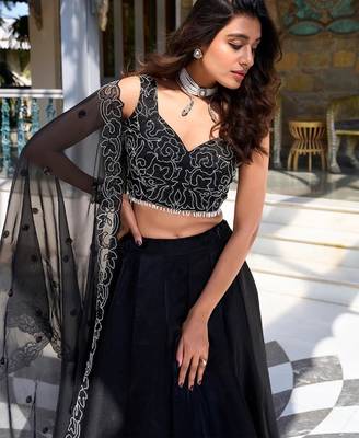 Black Lehenga Choli With Pearl work 4