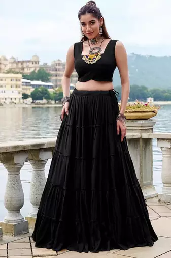 navratri Black embroidered lehenga Set