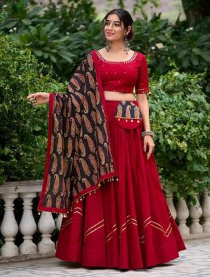 Navratri Maroon mirror work Chaniya Choli 1