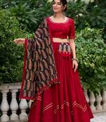 Navratri Maroon mirror work Chaniya Choli