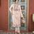 Peach embroidered silk straight cut kurta