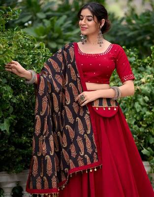 Navratri Maroon mirror work Chaniya Choli 2