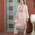 Peach embroidered silk straight cut kurta