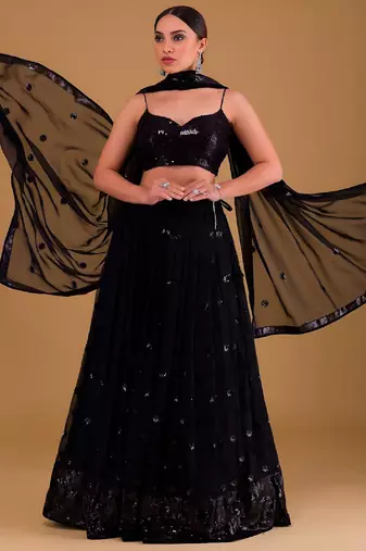 Heavy Georgette Sequin Embroidered Lehenga Set