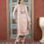 Peach embroidered silk straight cut kurta